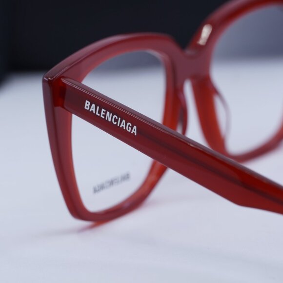 Balenciaga BB0062O 004 Cat Eye Eyeglasses 53mm - Shiny Red - Picture 7 of 9